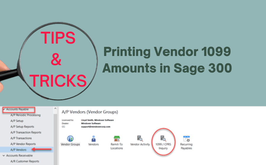 Printing Vendor 1099 Amounts in Sage 300