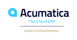 Acumatica, The Cloud ERP logo in black and blue