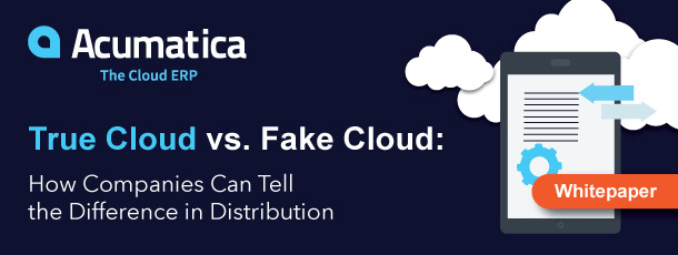 A graphic illustration promoting the True Cloud versus Fake Cloud