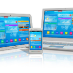 laptop, tablet, mobile phone with accounting software/erp software
