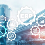 ERP system, Enterprise resource planning on blurred background. Business automation and innovation concept
