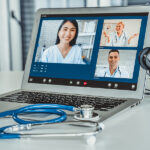 Telemedicine service online video call for doctor to actively chat with patient via remote healthcare consultant software. home healthcare technology