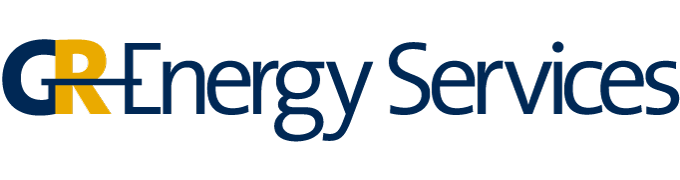 A logo representing GR Energy Services in Gold and Blue